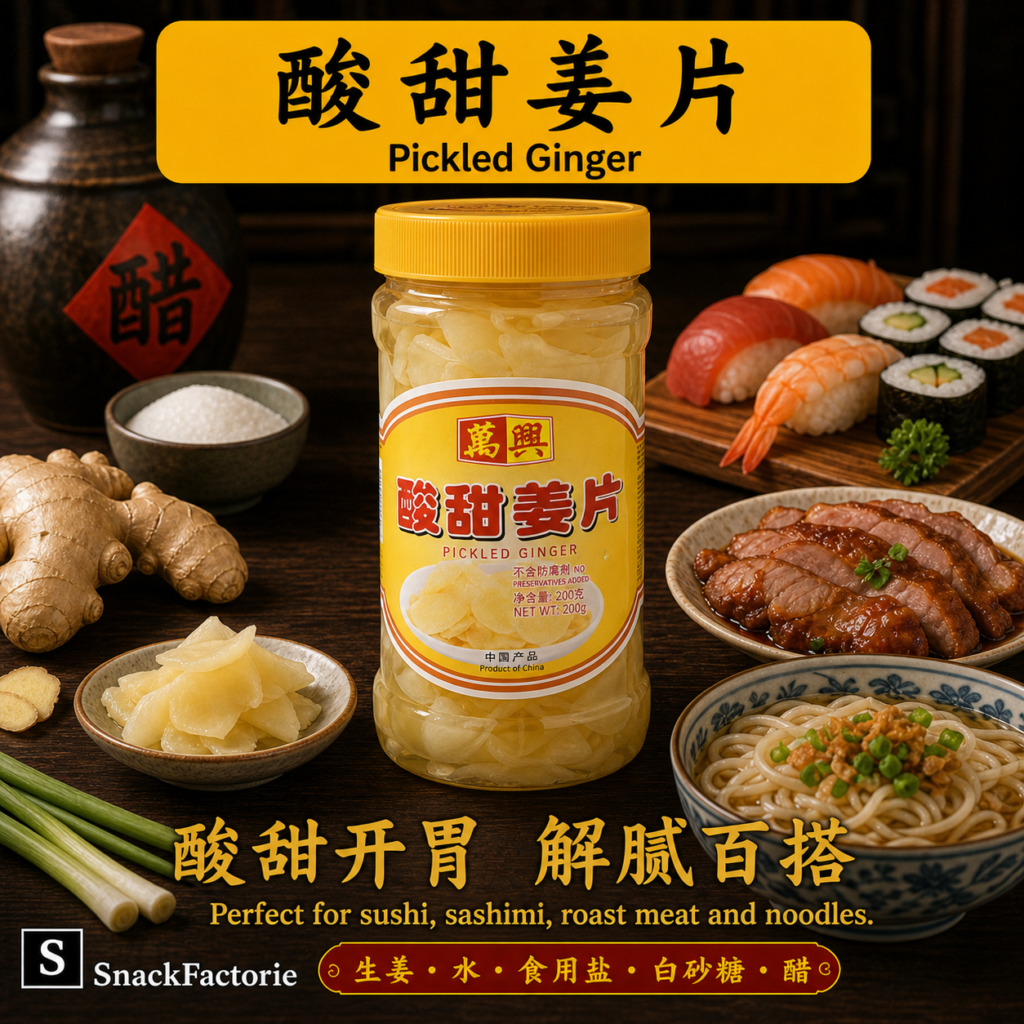 万兴 酸甜姜片 Pickled Ginger (200g)