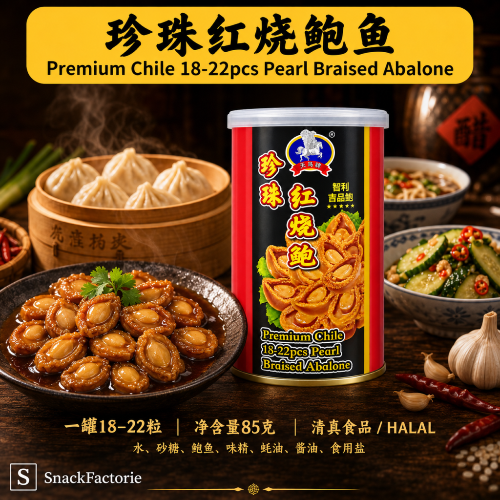 天马牌 珍珠红烧鲍鱼 TM Premium Chile Pearl Braised Abalone (85g)(18-22pcs粒装)