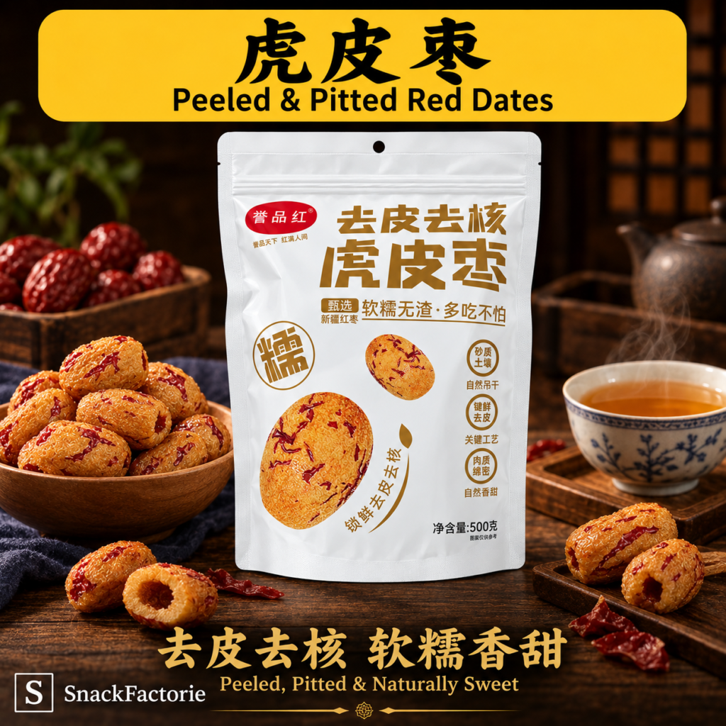 虎皮红枣 Peeled & Pitted Red Dates (500g)