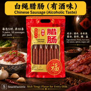白绳腊肠(有酒味) Chinese Sausage (Alcoholic Taste) (5 Pairs)